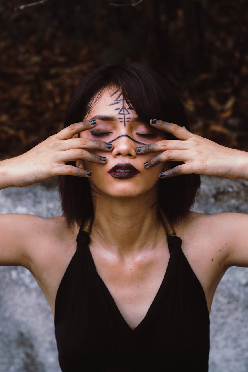 woman in black top